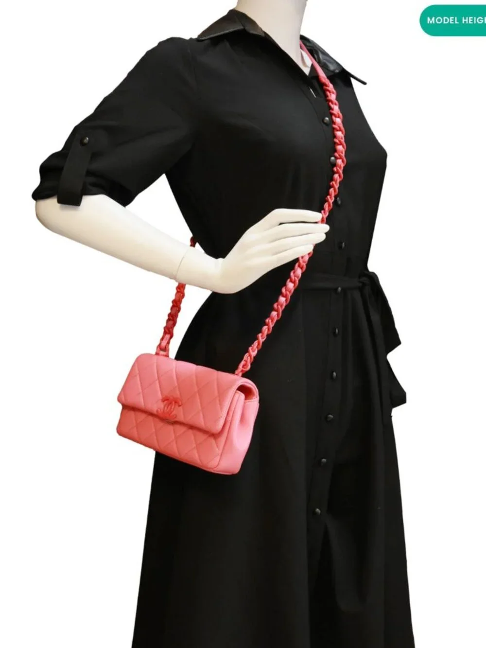 Chanel My Everything Flap Small Quilted Caviar Leather Shoulder Bag Pink